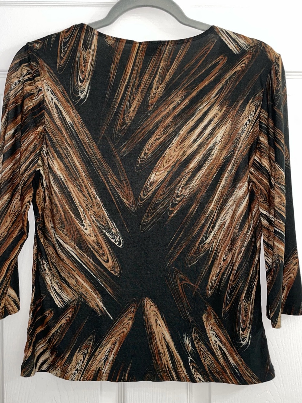 Brittany Black Brown & Black Patterned V-Neck Blouse Size Small - Picture 3 of 4
